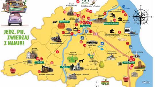 Mapa turystyczno-gastronomiczna powiatu piaseczyńskiego i okolic 2026