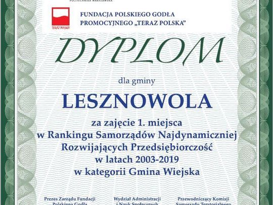 Lesznowola liderem rankingu samorządów