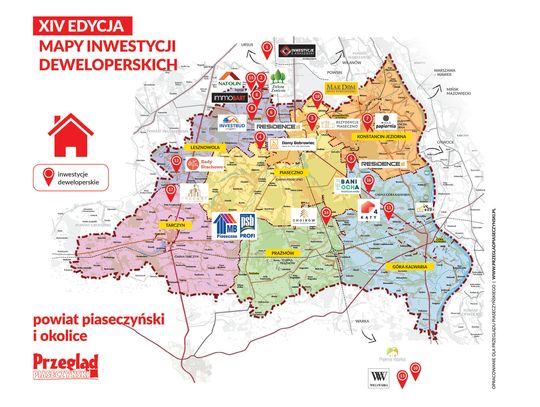 Mapa inwestycji deweloperskich powiatu piaseczyńskiego - jesień 2024