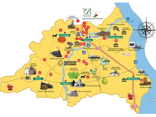 Mapa turystyczno-gastronomiczna powiatu piaseczyńskiego i okolic