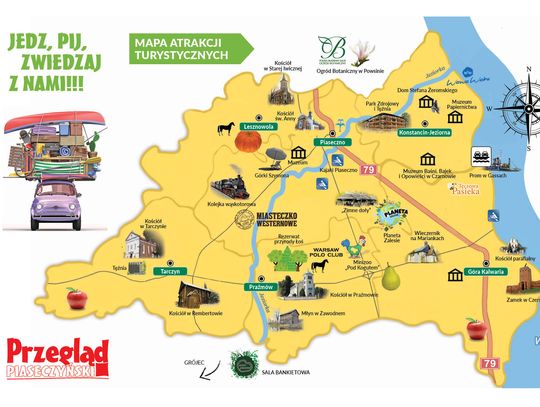 Mapa turystyczno-gastronomiczna powiatu piaseczyńskiego i okolic 2025