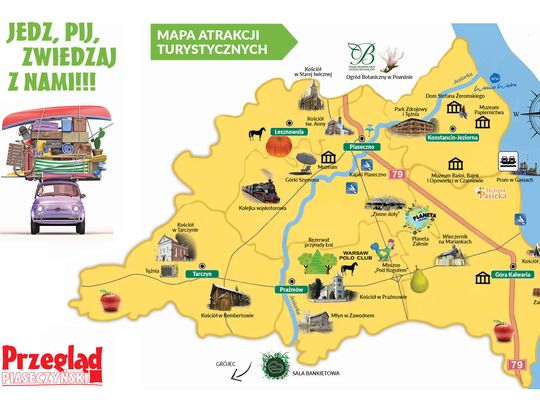 Mapa turystyczno-gastronomiczna powiatu piaseczyńskiego i okolic 2025