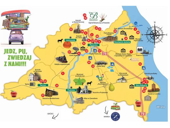 Mapa turystyczno-gastronomiczna powiatu piaseczyńskiego i okolic 2026