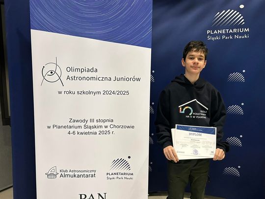 Z pasji do gwiazd – sukces ucznia SP nr 5 w ogólnopolskiej olimpiadzie