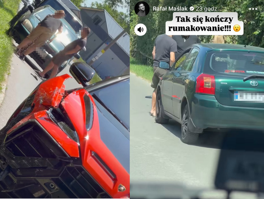 Zderzenie Kii z Lamborghini pod Piasecznem. Jedno z aut wpadło do rowu