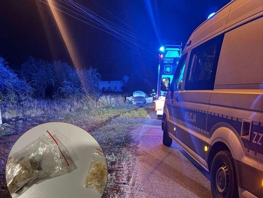 Zjechał toyotą do rowu, w aucie policjanci znaleźli narkotyki