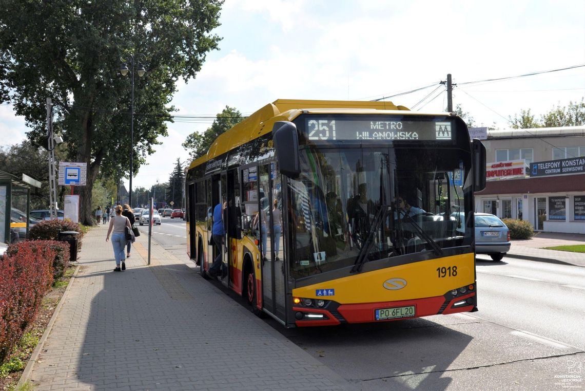 Linia 251 pojedzie dalej – zmiana trasy autobusu w Konstancinie-Jeziornie Linia 251 pojedzie dalej – zmiana trasy autobusu w Konstancinie-Jeziornie