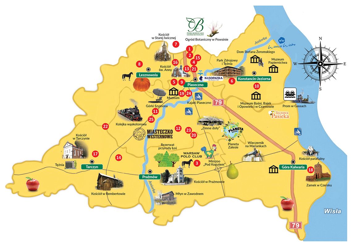 Mapa turystyczno-gastronomiczna powiatu piaseczyńskiego i okolic