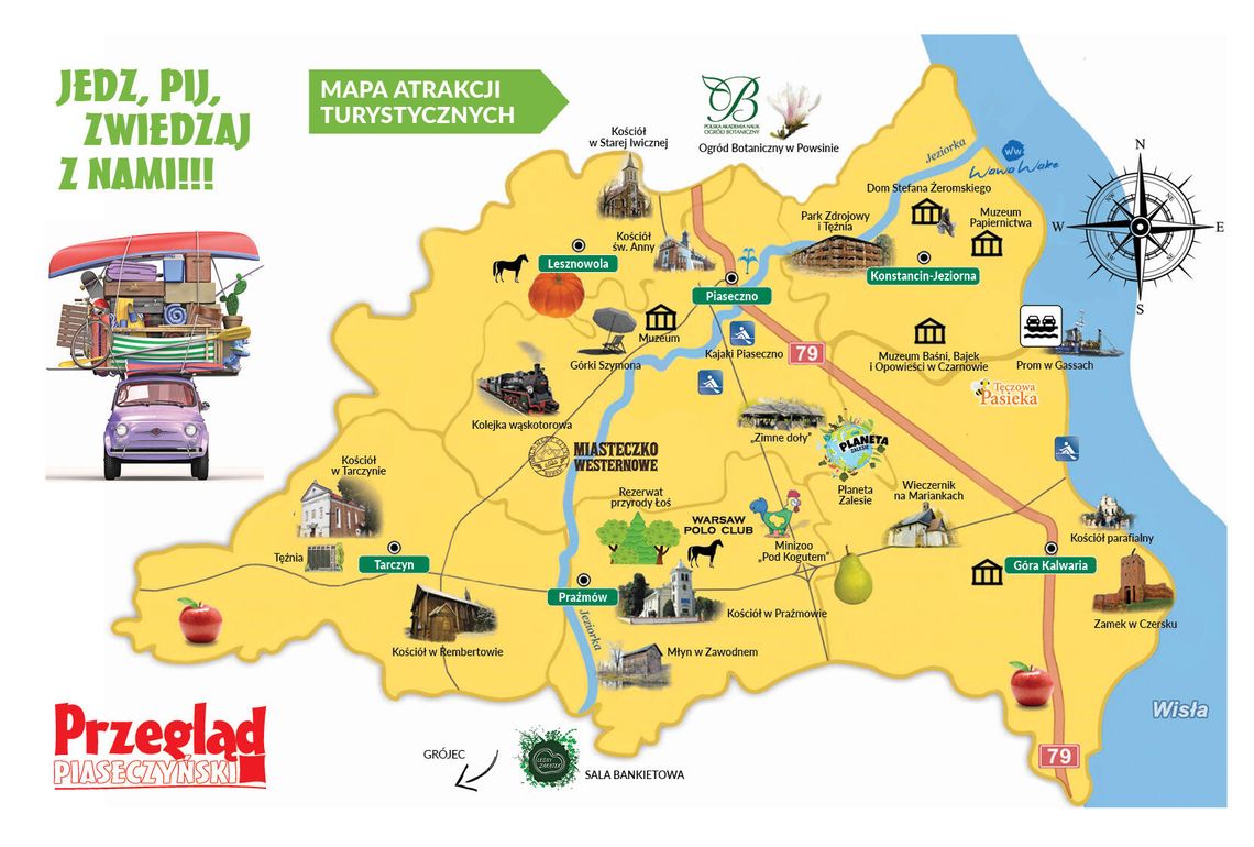 Mapa turystyczno-gastronomiczna powiatu piaseczyńskiego i okolic 2025