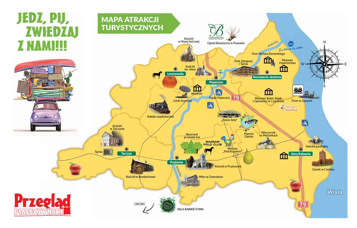 Mapa turystyczno-gastronomiczna powiatu piaseczyńskiego i okolic 2025