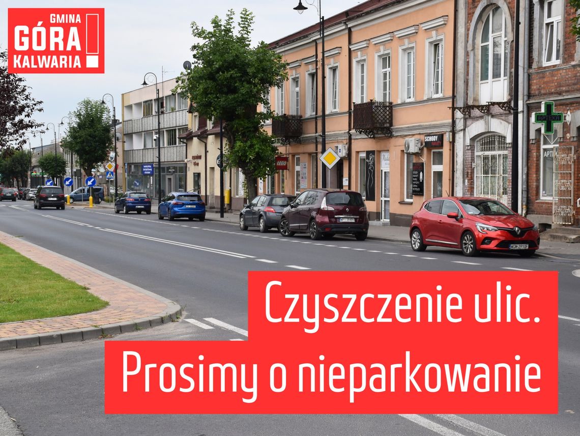 Nocne sprzątanie głównych ulic w Górze Kalwarii