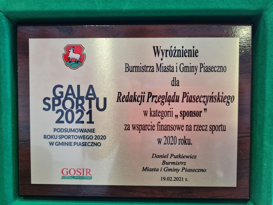 Przegląd Piaseczyński z wyróżnieniem za promocję sportu