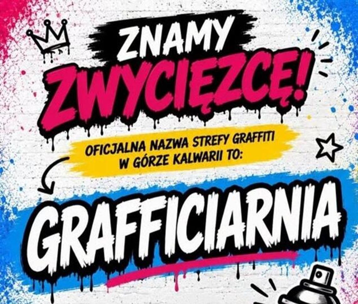 Strefa Graffiti w Górze Kalwarii ma nazwę. Mieszkańcy wybrali „Grafficiarnię” Strefa Graffiti w Górze Kalwarii ma nazwę. Mieszkańcy wybrali „Grafficiarnię”