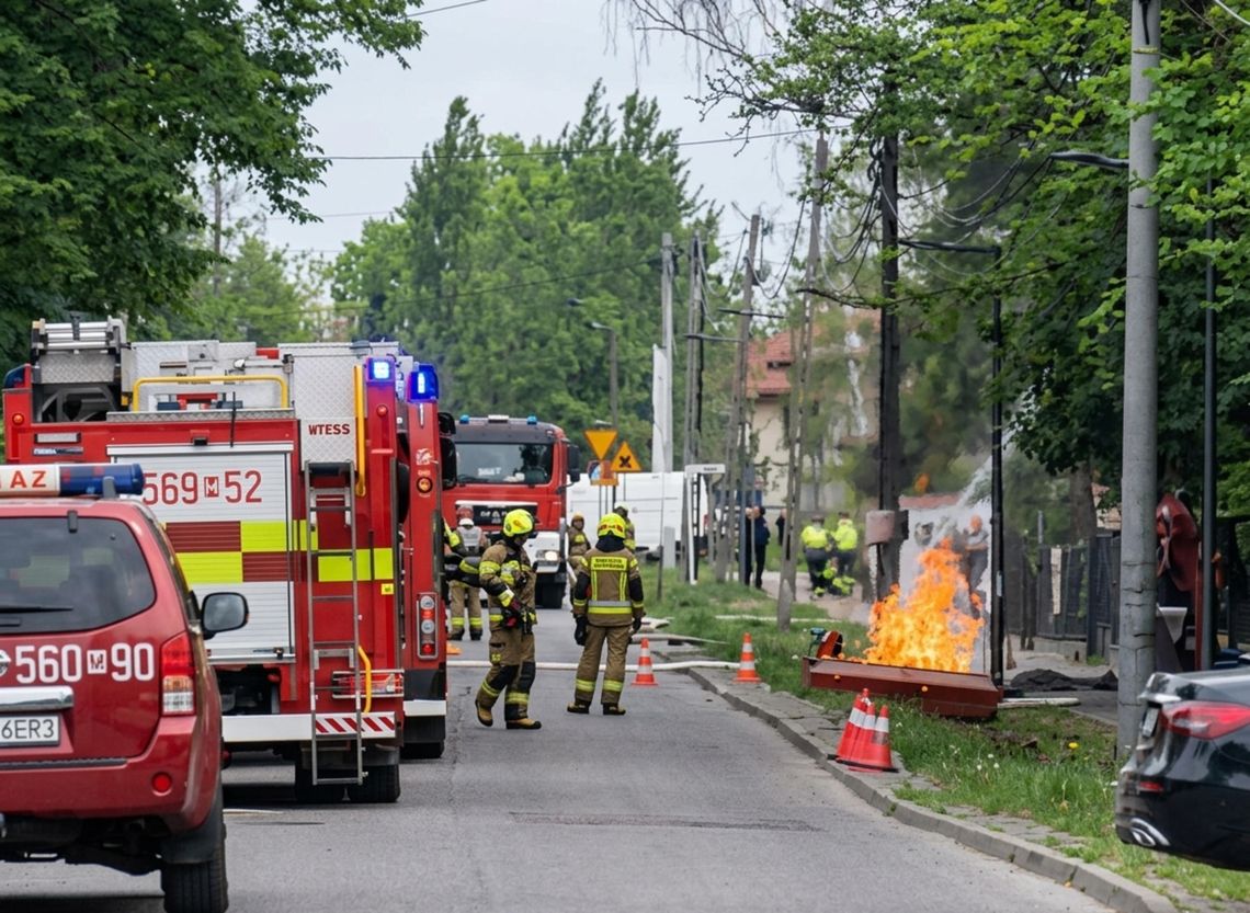 Uszkodzona rura gazowa w Zalesiu Dolnym. Płomień sięgał kilku metrów [WIDEO]