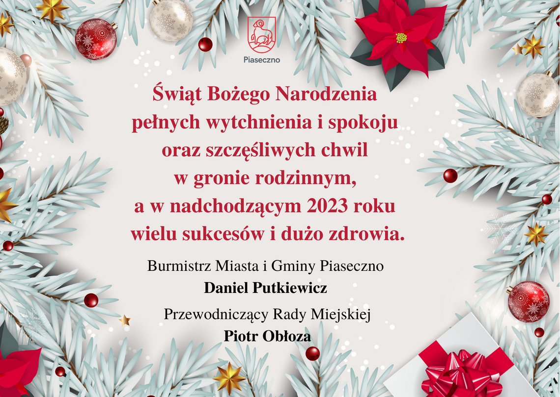 Wesołych Świąt życzy Gmina Piaseczno