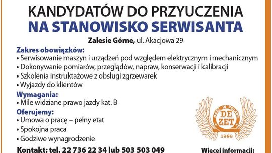 KANDYDATÓW DO PRZYUCZENIA NA STANOWISKO SERWISANTA