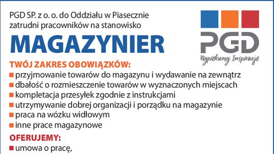 PRACA DLA MAGAZYNIERA
