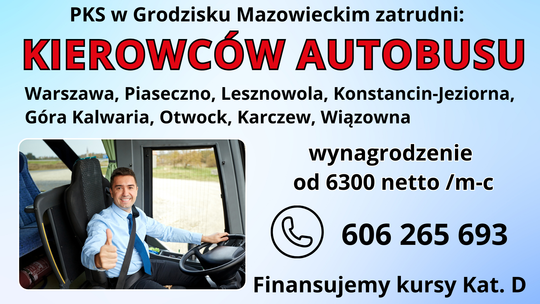 Zatrudnimy KIEROWCÓW AUTOBUSU