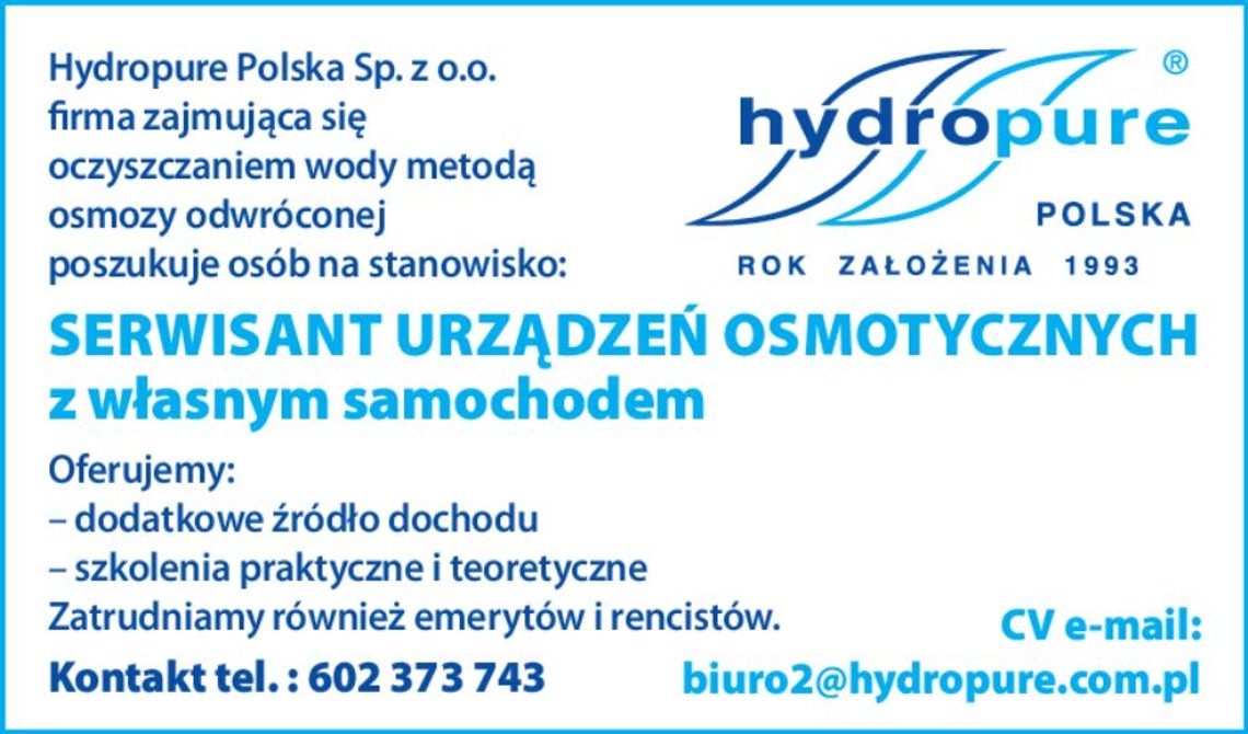 SERWISANT URZĄDZEŃ OSMOTYCZNYCH SERWISANT URZĄDZEŃ OSMOTYCZNYCH