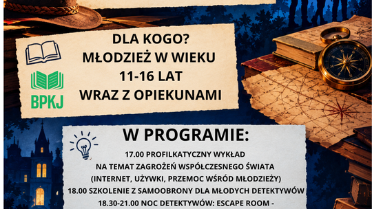 Noc detektywów- ESCAPE ROOM dla młodzieży