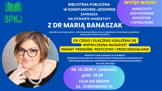 Otwarte warsztaty dla rodziców i opiekunów z dr Marią Banaszak