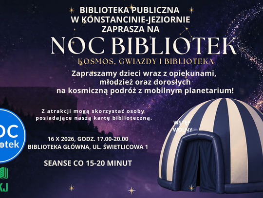 Noc Bibliotek 2026: mobilne planetarium