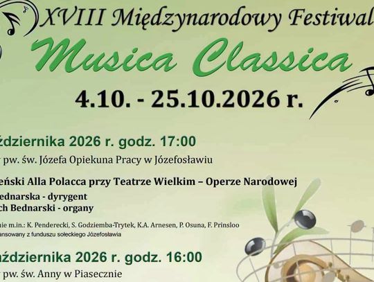 XVIII Międzynarodowy Festiwal Musica Classica 2026 w Józefosławiu, Piasecznie i Głoskowie