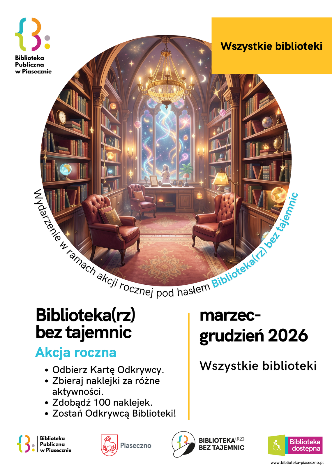 Akcja roczna „Biblioteka(rz) bez tajemnic” Plakat akcji rocznej „Biblioteka(rz) bez tajemnic”