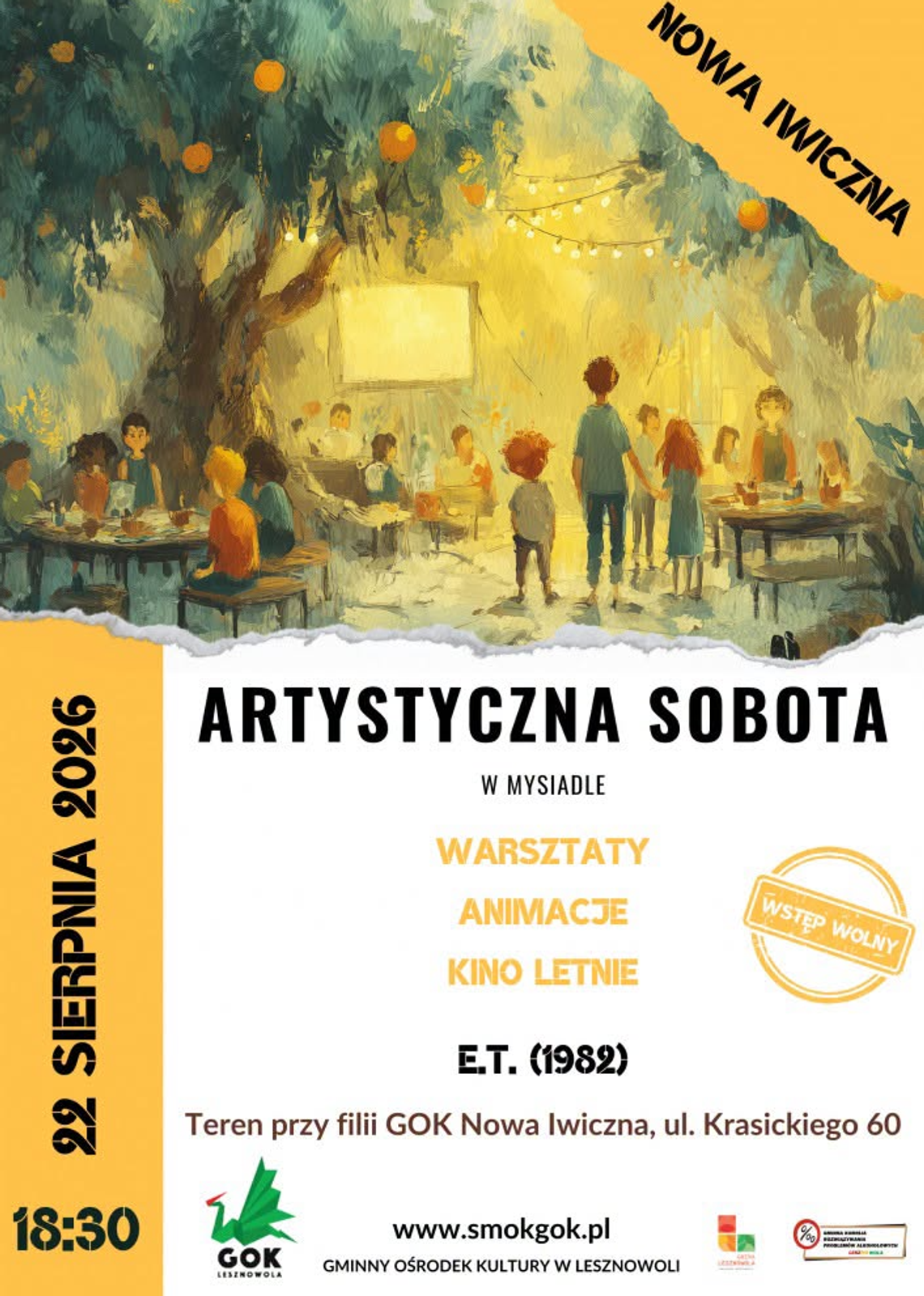 Artystyczna sobota w Nowej Iwicznej: rodzinne animacje, warsztaty i kino pod chmurką Artystyczna sobota w Nowej Iwicznej: rodzinne animacje, warsztaty i kino pod chmurką