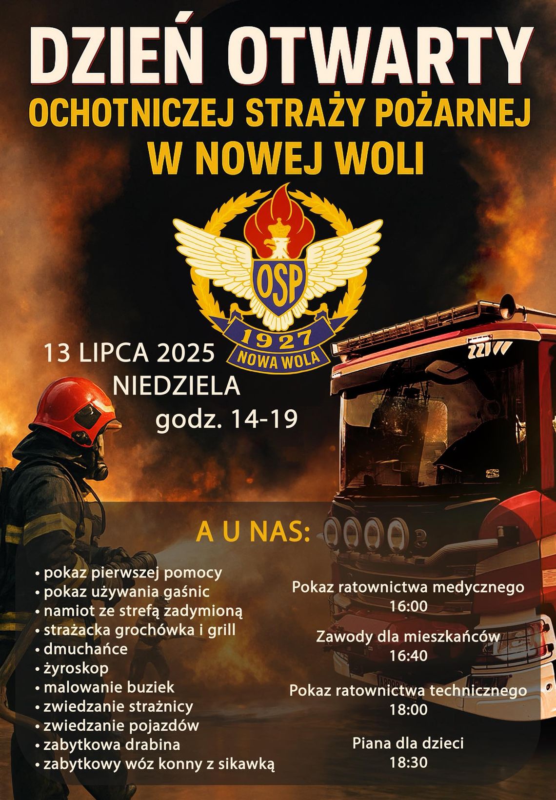 Dzień Otwarty Ochotniczej Straży Pożarnej w Nowej Woli Dzień Otwarty Ochotniczej Straży Pożarnej w Nowej Woli