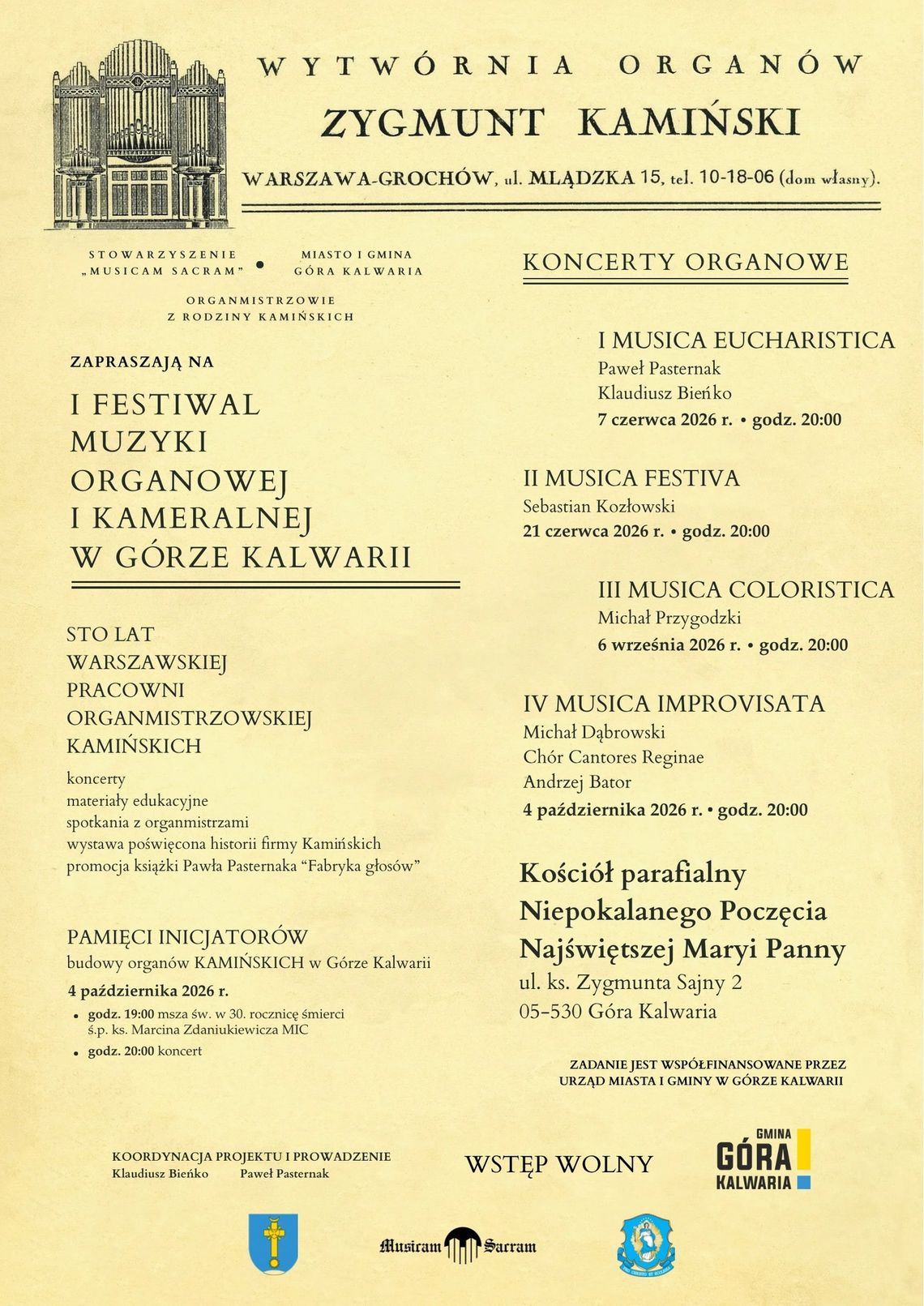 I FESTIWAL MUZYKI ORGANOWEJ I KAMERALNEJ W GÓRZE KALWARII