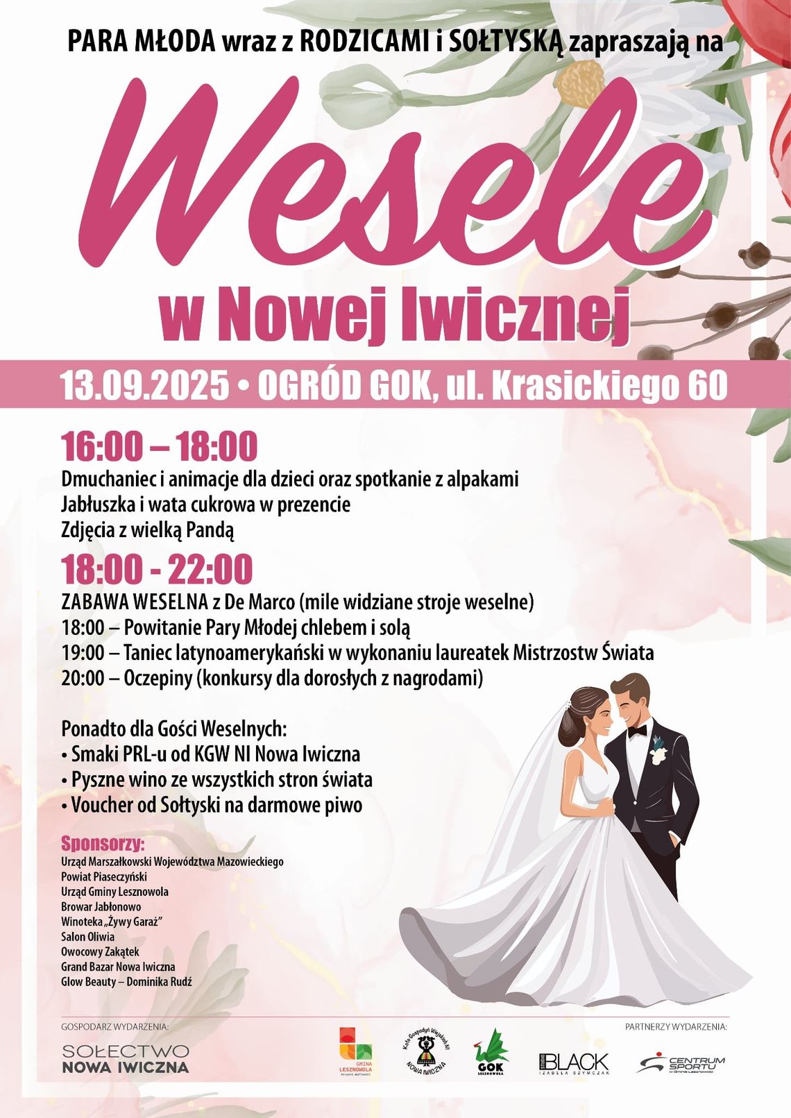Impreza plenerowa pod hasłem WESELE w Nowej Iwicznej - zabawę poprowadzi De Marco! Impreza plenerowa pod hasłem WESELE w Nowej Iwicznej - zabawę poprowadzi De Marco!