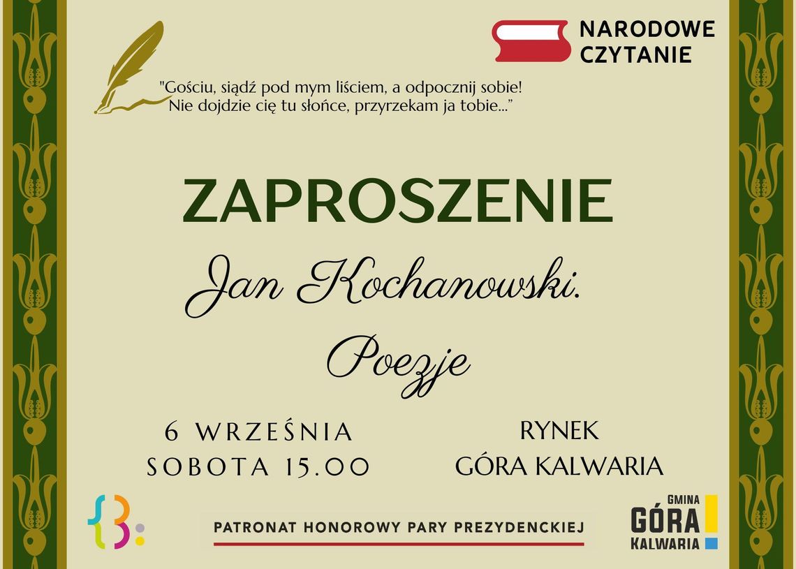 Narodowe Czytanie 2025, Góra Kalwaria Narodowe Czytanie 2025, Góra Kalwaria