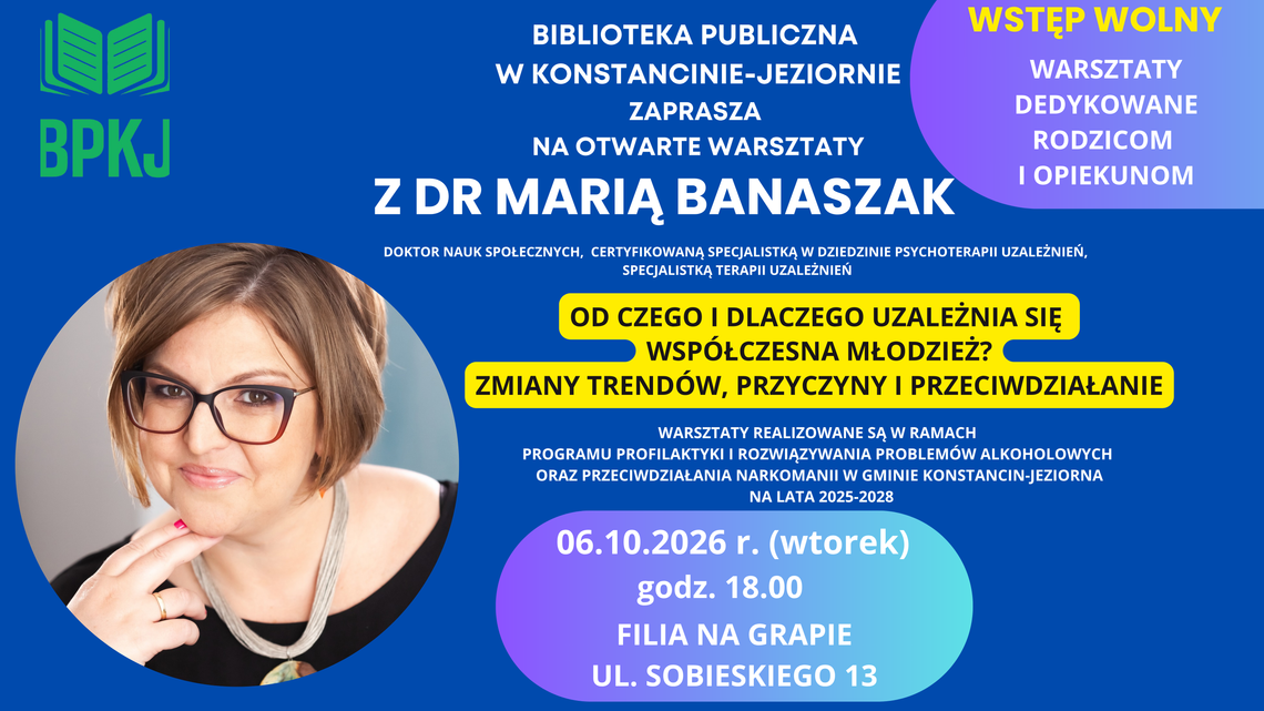 Otwarte warsztaty dla rodziców i opiekunów z dr Marią Banaszak