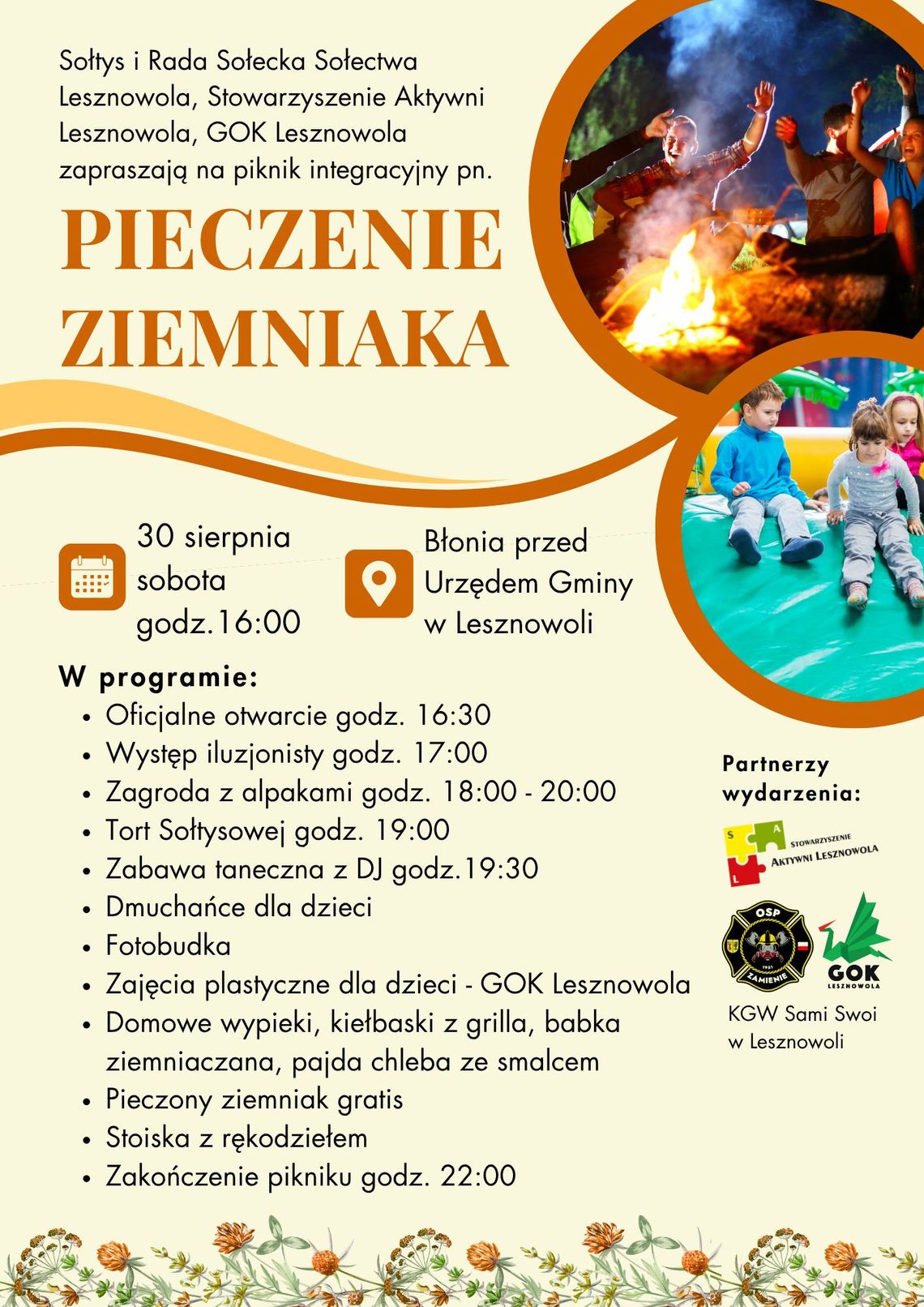 PIECZENIE ZIEMNIAKA - Piknik integracyjny i potańcówka w Lesznowoli PIECZENIE ZIEMNIAKA - Piknik integracyjny i potańcówka w Lesznowoli