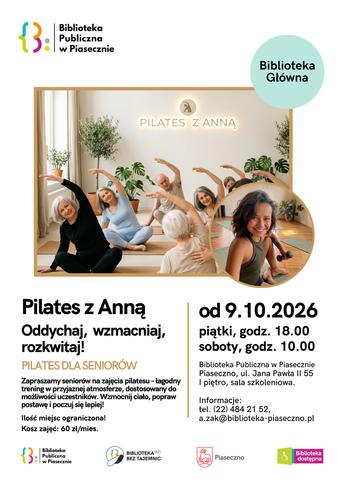 Pilates z Anią – pilates i stretching dla seniorów Plakat Pilates z Anną. Pilates dla seniorów