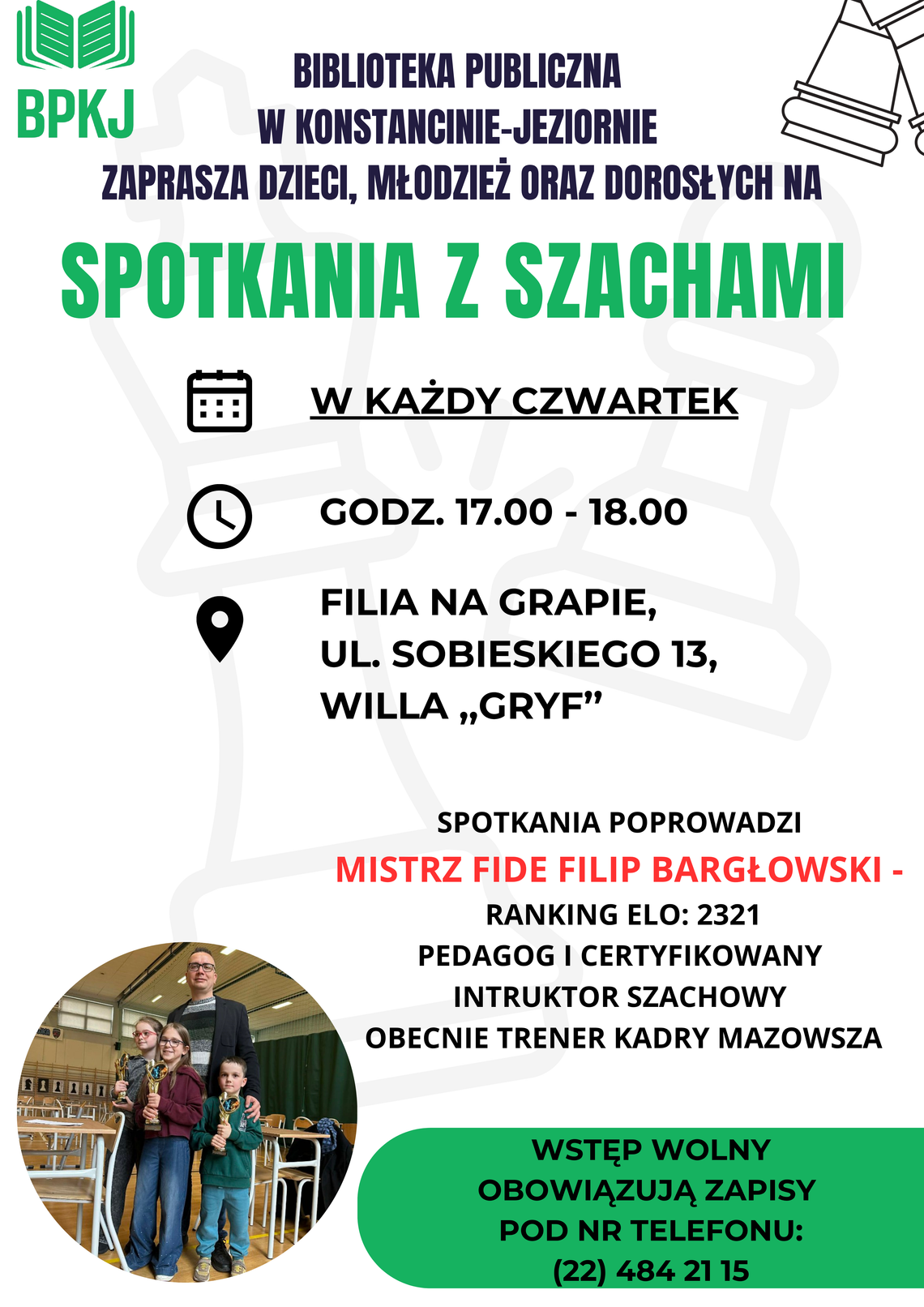 Spotkania z szachami - zajęcia cykliczne Spotkania z szachami - zajęcia cykliczne