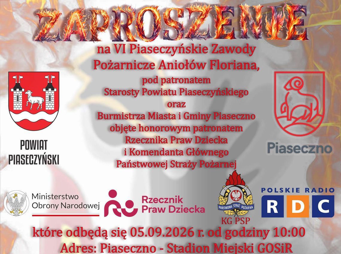 VI Piaseczyńskie Zawody Pożarnicze Aniołów Floriana w Piasecznie 2026 VI Piaseczyńskie Zawody Pożarnicze Aniołów Floriana w Piasecznie 2026