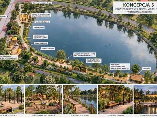 Tak może wyglądać teren nad stawem w Nowej Woli. Zobacz wizualizacje planowanej inwestycji